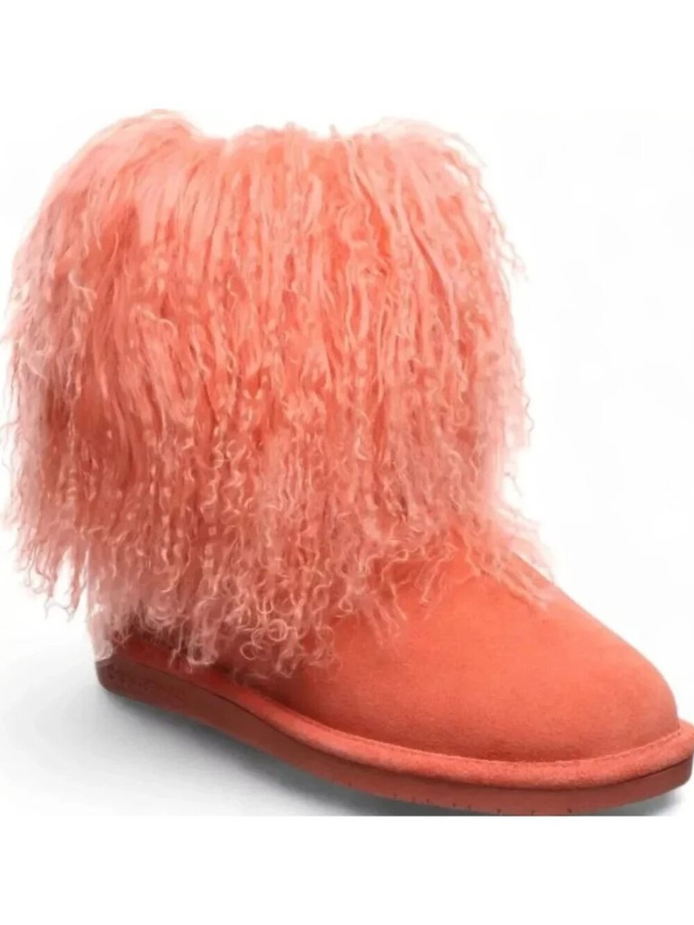 Bearpaw Boo Raspberry Pink Shearling Wool Curly Lamb Fur Mongolian Boots 7 NEW